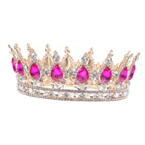 HEALEEP Barocke Brautkrone mit Funkelnden Strasssteinen Handgefertigtes Haarschmuck Stirnband für Blumenmädchen und Damen Hochzeitsdekoration Gold Festlich und Auffällig von HEALEEP