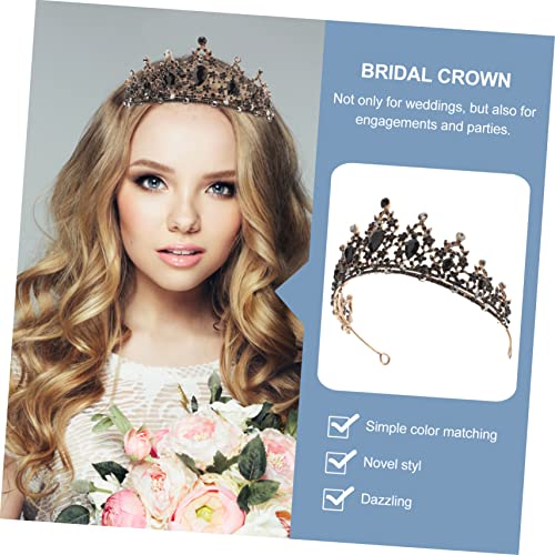 HEALEEP Barocke Schwarze Alloy Krone Haarschmuck Retro Bridal Tiara mit Künstlichen Kristallen Stirnband für Hochzeit Geburtstag Festliche Anlässe Damen und Braut von HEALEEP