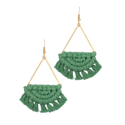 HEALEEP Boho Ohrringe Damen Fanförmige Gewebte Creolen Leicht Elegant Modisch Für Urlaub Party Hochzeit Alltag Grün von HEALEEP