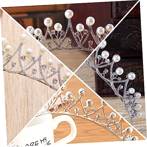 HEALEEP Braut Haarreif mit Perlen und Funkelnden Strasssteinen Weißes Hochzeitsschmuck Accessoire für Damen Prinzessinnen Geburtstags und Party Kostüm Romantisches Kopfstück von HEALEEP