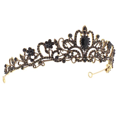 HEALEEP Brautkrone Schwarz Leichtes Diadem für Hochzeit Geburtstag Party und Bühnenauftritt Strassbesetztes Headpiece Komfortables Accessoire für Damen und Prinzessinnen von HEALEEP