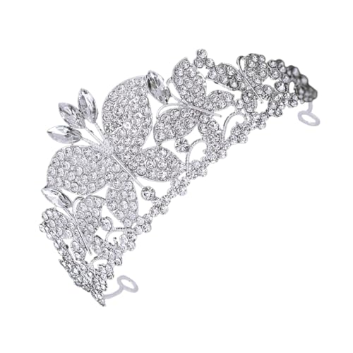 HEALEEP Brautkrone mit Funkelnden Strasssteinen Silberne Schmetterlings Krone Stirnband für Hochzeit Abschlussball und Festliche Anlässe Schmuck für Braut und Brautjungfern von HEALEEP