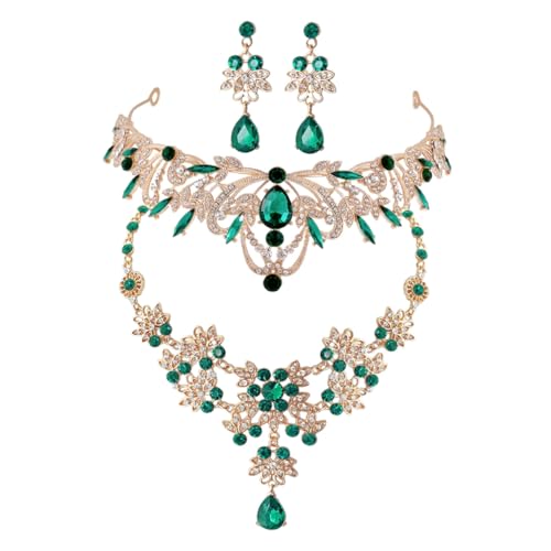 HEALEEP Brautschmuck Set Damen Strass Halskette und Ohrhänger mit Tropfenanhänger für Hochzeit Valentinstag Schmuckset für Frauen Festliche Anlässe von HEALEEP