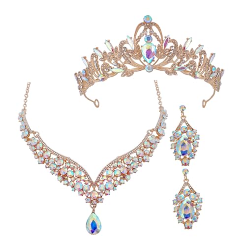 HEALEEP Brautschmuck Set Damen Strass Schmuckset mit Halskette und Ohrringen für Hochzeit Brautjungfern Party Abendveranstaltung von HEALEEP