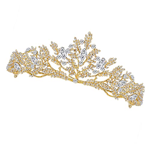 HEALEEP Bridal Hair Hoop mit Funkelnden Strasssteinen Goldenes Damen Hochzeits Kopfschmuck Prinzessin Krone Haarschmuck für Hochzeit Geburtstag Festliche Anlässe Passend für Dickes und von HEALEEP