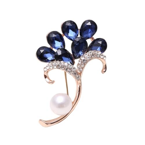 HEALEEP Brosche Tintenblau Gold Brosche für Schals Taschen und Kleidung Hochwertige Schmucknadel Legierung und Glasperlen für Damen von HEALEEP