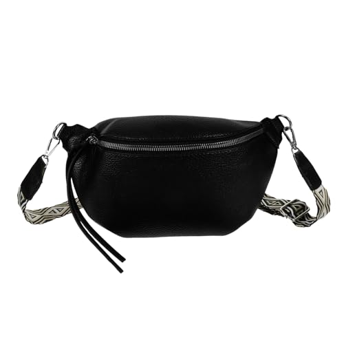 HEALEEP Brusttasche Damen PU Verstellbare Umhängetasche mit Fächern Große Kapazität für Reisen und Freizeit Elegantes Design Schwarz von HEALEEP