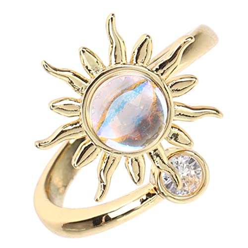 HEALEEP Damen Fidget Ring Gold Verstellbarer Sonnenblumen Ring für Frauen Stilvoller Finger Schmuck als für Tochter Freundin oder Sich Selbst von HEALEEP