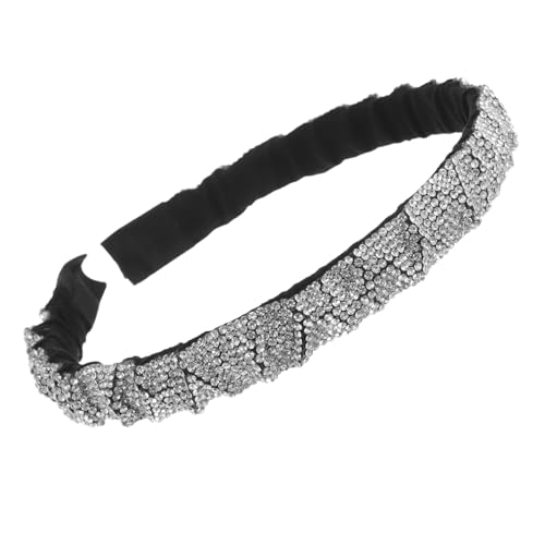 HEALEEP Damen Haarband mit Silbernen Strasssteinen Verstellbares Stirnband aus Weichem Flanell Modischer Kopfschmuck für Alltag Reisen und Besondere Anlässe Schonend für Haare von HEALEEP
