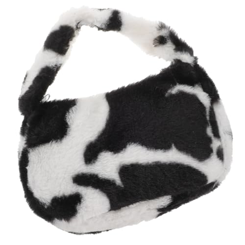 HEALEEP Damen Plüsch Schultertasche Kuhfell Muster Handtasche Niedlich Modisch Alltag Shopping Kleine Tasche von HEALEEP