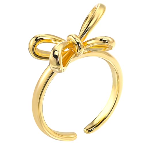 HEALEEP Damen Ring Offener Schleifenring Verstellbar und Stapelbar Eleganter Finger Schmuck für Verschiedene Anlässe Perfektes für Frauen von HEALEEP