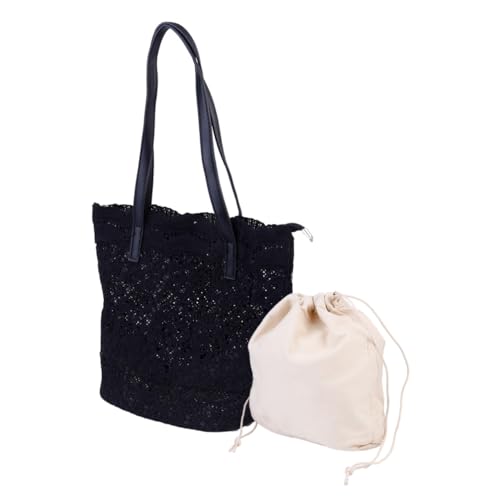 HEALEEP Damen Schultertasche mit Zarter Spitzenstickerei Vielseitige Umhängetasche aus Baumwoll Polyester Mix Modische Handtasche für Sommer Jahreszeiten Stilvolle Alltagsbegleiterin von HEALEEP