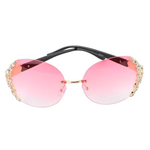 HEALEEP Damen Sonnenbrille mit Kristallverzierung Leichte Dekorative Partysonnenbrille für Strand und Outdoor Modisches Design in Goldenem Rahmen mit Farbverlauf Langlebig und Komfortabel von HEALEEP