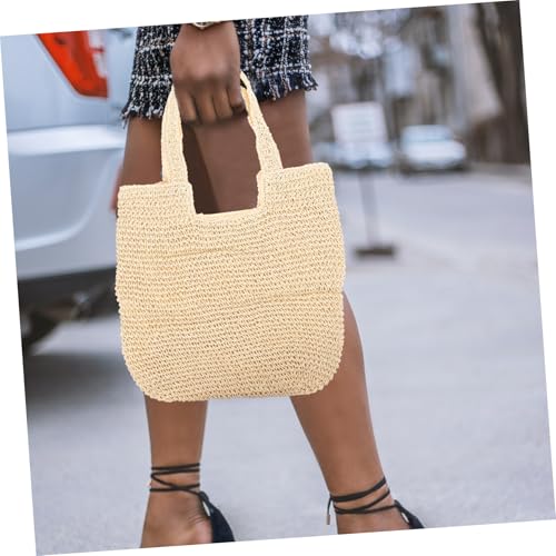 HEALEEP Damen Strohtasche Handgefertigt Große Kapazität Sommer Strandtasche Leichte Schultertasche Für Alltag Shopping Reise Strandurlaub von HEALEEP