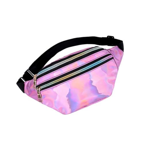 HEALEEP Diebstahlsichere Multifunktionale Damen Bauchtasche aus Pinkem Glänzendem Material Verstellbar als Crossbody und Hüfttasche Tragbar für Reisen Alltag mit Praktischem Stauraum für von HEALEEP