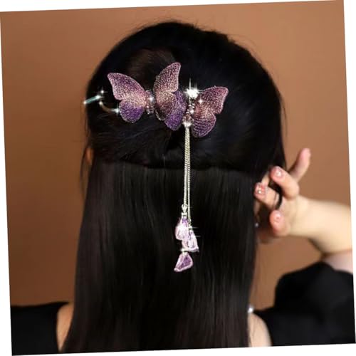 HEALEEP Doppelte Schmetterlings Haarspange Metall Haarklammer mit Quaste Haarschmuck Damen Elegant Rutschfest für Alltag und Festtage von HEALEEP