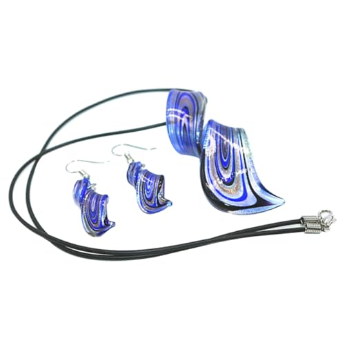HEALEEP Spiral Ohrringe Und Halsketten Set Dunkelblau Mit Glas Anhänger Schmuck Ohrstecker Für Abschlussball Party Hochzeit -ornament-set von HEALEEP