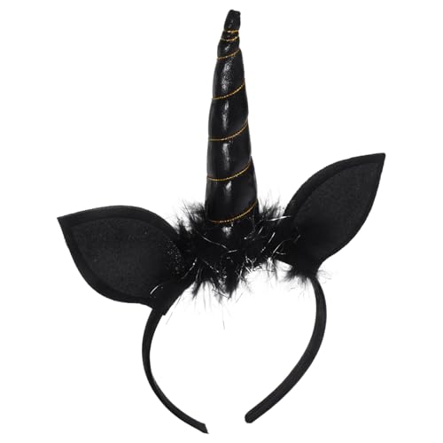 HEALEEP Einhorn Haarreif Schwarz Party Haarschmuck Cosplay Kostüm Kopfband Leicht Rutschfest für Mädchen Karneval Fasching Performance von HEALEEP