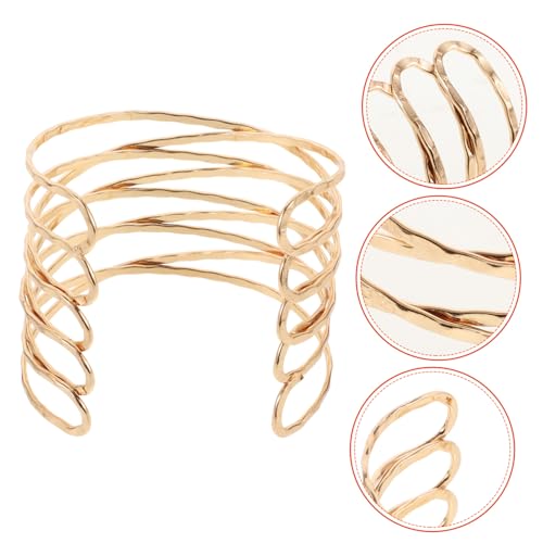 HEALEEP Extravaganter Offener Armreif Damen Armreif in Mesh Punk Schmuck Armband Goldfarben Modisches Armdekor Langlebig und Auffällig von HEALEEP