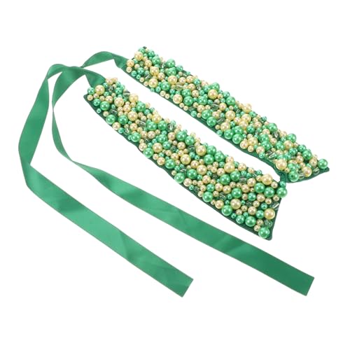 HEALEEP Fake Collar: Grüner Handgefertigter Abnehmbarer Kunstkragen Mit Perlen Für Damen – Krawattendesign, Falsches Dickey Für Party-dinner Und Den Alltag von HEALEEP