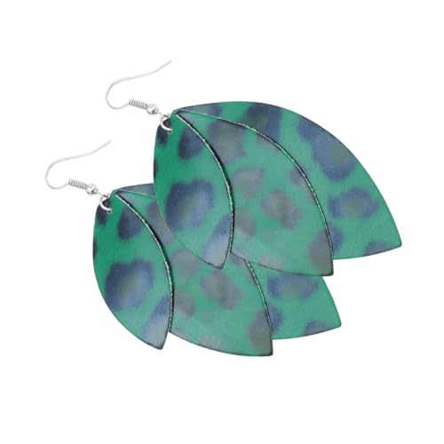 HEALEEP Fashion Retro Leopard PU Ohrentropfen Damen Vintage Ohrringe Doppel layer Design für Alltag und Party von HEALEEP