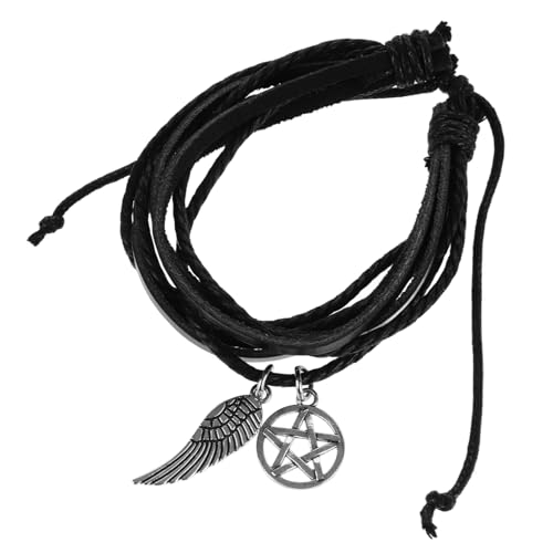 HEALEEP Mehrschichtiges Flügel Armband Für Herren Und Damen Verstellbar Dekoratives Kettenarmband Unisex Juwelier Für Alltag Und Besondere Anlässe Schwarz Und Silber von HEALEEP