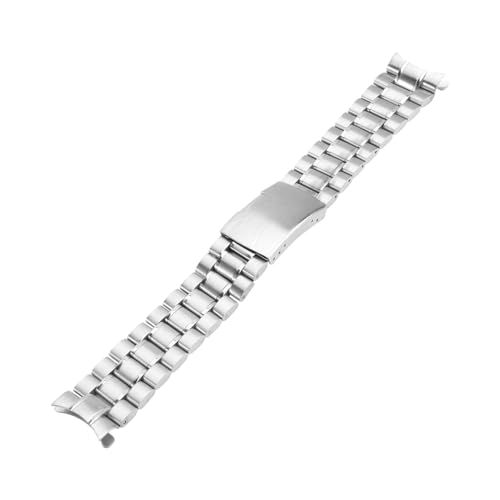 HEALEEP Gebogenes Uhrenarmband Silberfarben Robustes Ersatzarmband für Herren Damen Dicke Langlebig von HEALEEP
