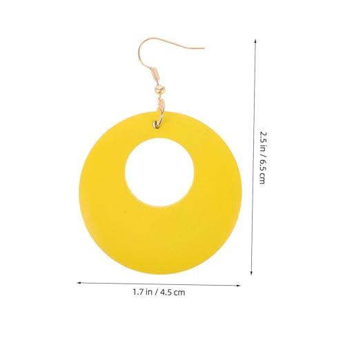 HEALEEP Gelbe Retro Holz Ohrringe Damen Leicht Geometrische Tropfen Hängend Statement Schmuck Für Alltag Und Party von HEALEEP
