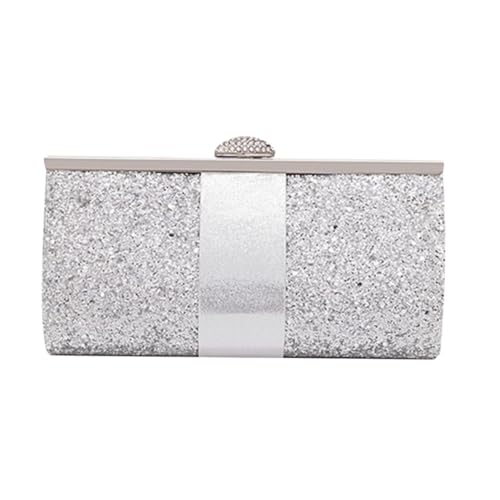 HEALEEP Glitzernde Abendhandtasche aus Synthetischem mit Kette Clutch für Hochzeit Party und Dinner Silberne Handtasche für Damen Elegant und Kompakt von HEALEEP