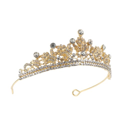HEALEEP Goldene Tiara Haarschmuck Krone Damen Mädchen Leichter Hochzeit Braut Haarschmuck mit Zarten Details Design Bequem und Formstabil Geeignet für Hochzeitsfeier und Party von HEALEEP