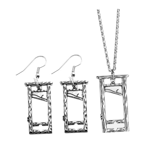 HEALEEP Gothic Schmuckset Guillotine Ohrringe und Halskette Vintage Design Halloween Party Damen Accessoire aus Hochwertiger Legierung mit Antik Silberner von HEALEEP
