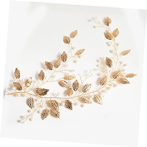 HEALEEP Handgefertigtes Braut Stirnband mit Goldfarbenen Perlen und Blättern Eleganter Haarschmuck für Frauen Leichter Hochzeitsschmuck für Festliche Anlässe und Partys von HEALEEP