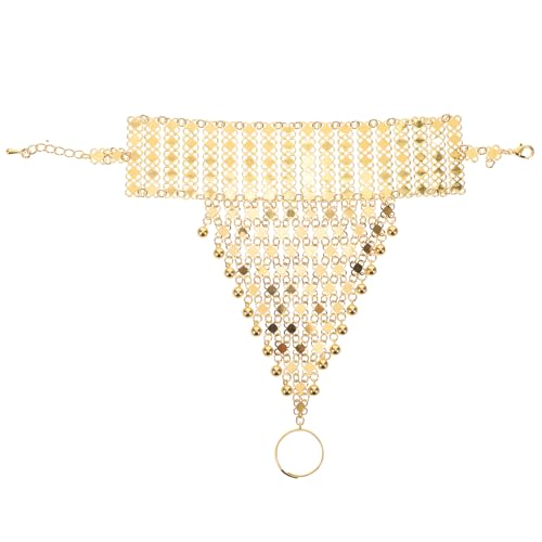 HEALEEP Handkette: Mehrlagiges Armband Damen – Verstellbares Handkettenarmband mit Ring – Fingerschmuck für Tänzerinnen, Retro-Party- und Eventmode von HEALEEP