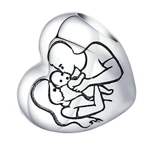 HEALEEP Herz Anhänger Charm für Armband Halskette Silber DIY Schmuck für Familie Kreative Bastelprojekte Elegantes Design für Entspannende Freizeitgestaltung von HEALEEP