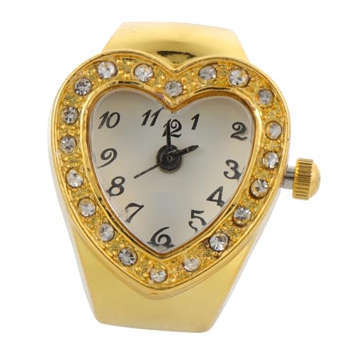 HEALEEP Herzförmige Damenuhr Ring Quarzuhr Analog Verstellbar Damenring für Frauen Fingeruhr Schmuck für Alltag und Party von HEALEEP