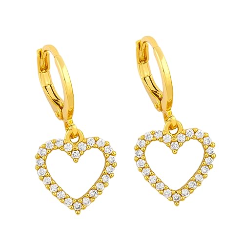 HEALEEP Herzförmige Ohrhänger für Frauen mit Funkelnden Strasssteinen Baumelnde Ohrringe Modischer Schmuck für Alltag Festival Valentinstag und Besondere Anlässe von HEALEEP