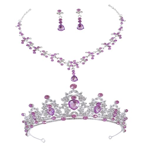 HEALEEP Hochwertiges Brautschmuck mit Strass Tiara Perlenanhänger Halskette und Ohrringen Eleganter Hochzeitsschmuck für Damen Vielseitig für Hochzeit Ball und Festliche Anlässe Geeignet von HEALEEP
