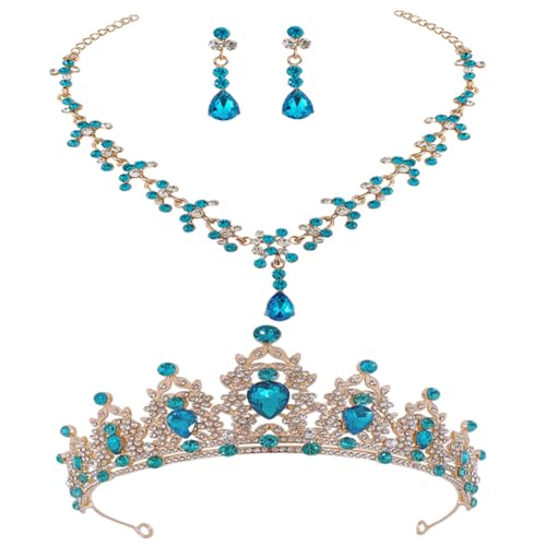 HEALEEP Hochzeitsschmuck Brautschmuck Strass Tiara Halskette Ohrringe Braut Accessoires für Hochzeit Geburtstag Ballkleid Feier von HEALEEP