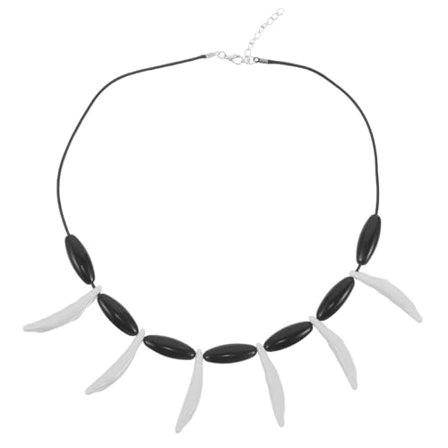 HEALEEP Höhlenmenschen-Halskette: Verstellbare Höhlenmenschen-Zahn-Halskette mit Perlen – Tribal-Höhlenmenschen-Schmuck – Harz-Zahn-Anhänger für Männer und Frauen – Dschungel-Kostüm-Zubehör von HEALEEP