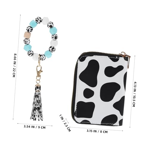 HEALEEP Kleine Damen Kartenbörse mit Kuhmuster PU Schlüsselanhänger Geldbeutel Leicht Multifunktional für Alltag Shopping Reise Modisch Langlebig von HEALEEP