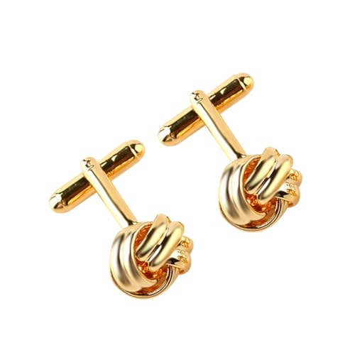 HEALEEP Knot Manschettenknöpfe Herren Goldfarben Edelstahl Business Hochzeit Formell Geschenkidee für Männer Stilvolles Hemdzubehör von HEALEEP