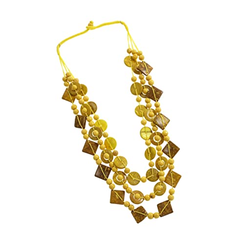 HEALEEP Handgefertigte Boho Halskette Für Damen Vintage Kokosnuss Holzperlen Strand Modeschmuck Mit Einzigartiger Ausstrahlung Vielseitig Für Verschiedene Anlässe Für Alltag Und Feste Gelb von HEALEEP