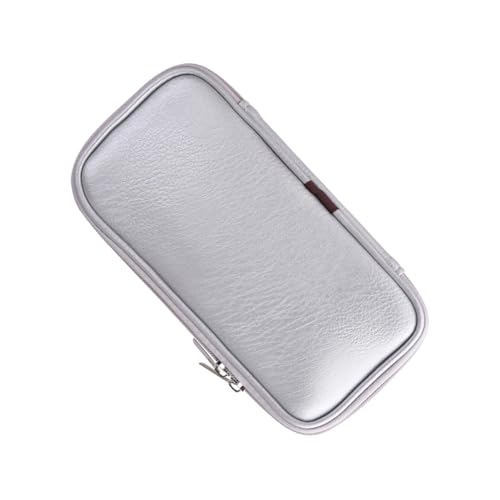 HEALEEP Kosmetiktasche aus PU Leder Silberner Reißverschluss Tragbarer Make Up Pinsel Organizer für Damen und Reisen Leicht und Langlebig für Zuhause und Unterwegs von HEALEEP