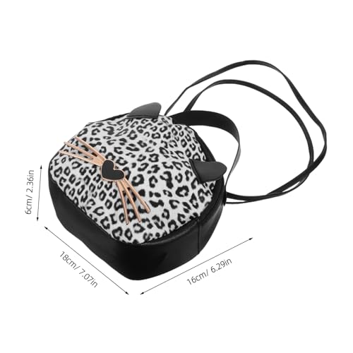 HEALEEP Kreative Kleine Damen Schultertasche mit Leopardenmuster und Katzenohren Runde PU Handtasche Geräumig und Langlebig Umhängetasche für Alltag Reisen Shopping Geschenkidee von HEALEEP