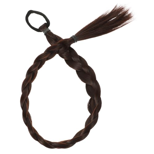 HEALEEP Lange Glatte Geflochtene Pferdeschwanz Haarverlängerung aus Hitzebeständigen Synthetischen Fasern Natürlich Wirkende Extensions für Frauen und Mädchen Tiefbraun von HEALEEP