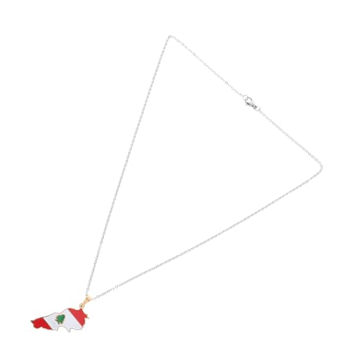 HEALEEP Lebanon Map Anhänger Halskette Goldfarben Edelstahl Langlebig Einzigartiges Handwerk Vielseitig Kombinierbar Elegant Gestaltete Libanon Flagge Schmuck für Damen und Herren von HEALEEP