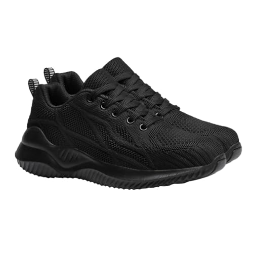 HEALEEP Leichte Atmungsaktive Damen Laufschuhe aus Mesh rutschfest Sportlich für Fitness und Freizeit Schwarz für Langes Tragen von HEALEEP