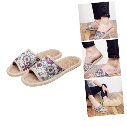 HEALEEP Leichte Geräuschlose Leinen Hausschuhe Damen Atmungsaktive Baumwoll Leinen Pantoffeln Weiche Bequeme Home Slippers mit Hochwertiger Verarbeitung für Innenbereich von HEALEEP