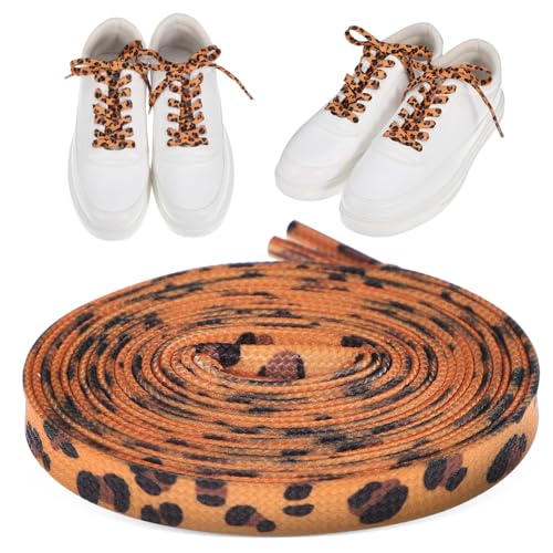 HEALEEP Leopard Schnürsenkel Dünn Flach Muster Sneaker Schuhbänder Strapazierfähig Waschbar Modisch für Sportschuhe Damen Herren von HEALEEP