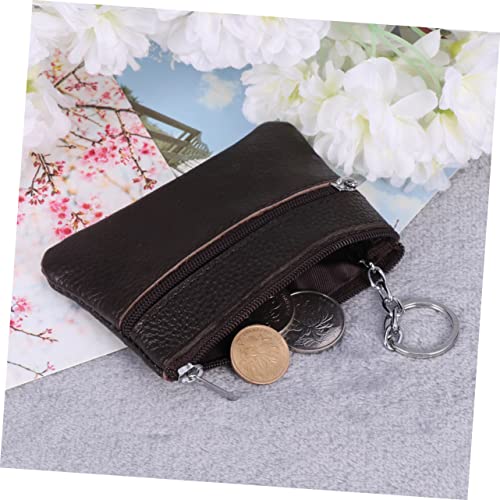 HEALEEP Mini Geldbörse Damen Münzbeutel mit Reißverschluss Kleine Handtasche für Münzen Geldscheine Karten Kompakt und Praktisch für Alltag Shopping und Büro Kaffee Farbton von HEALEEP